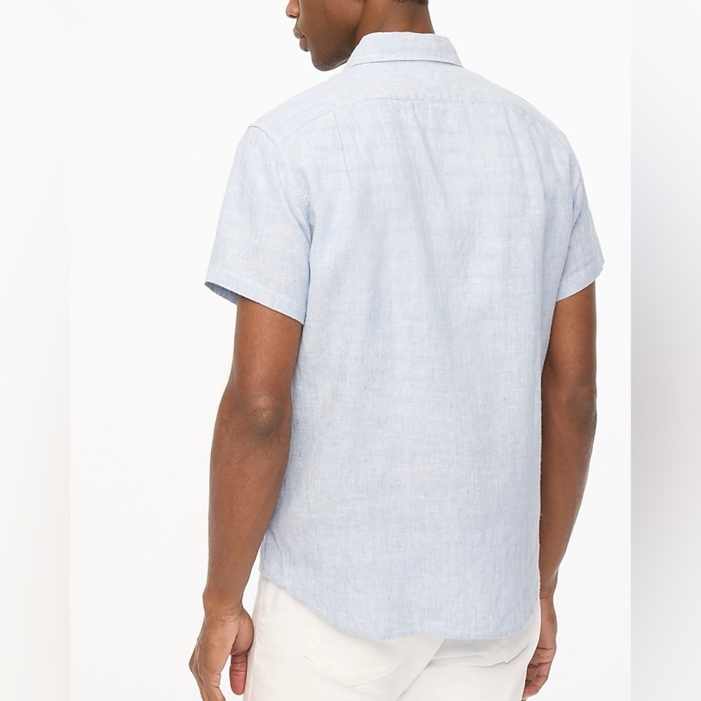 NWT / J.crew Factory Short-sleeve slim linen-blend shirt /B004 - Picture 6 of 7